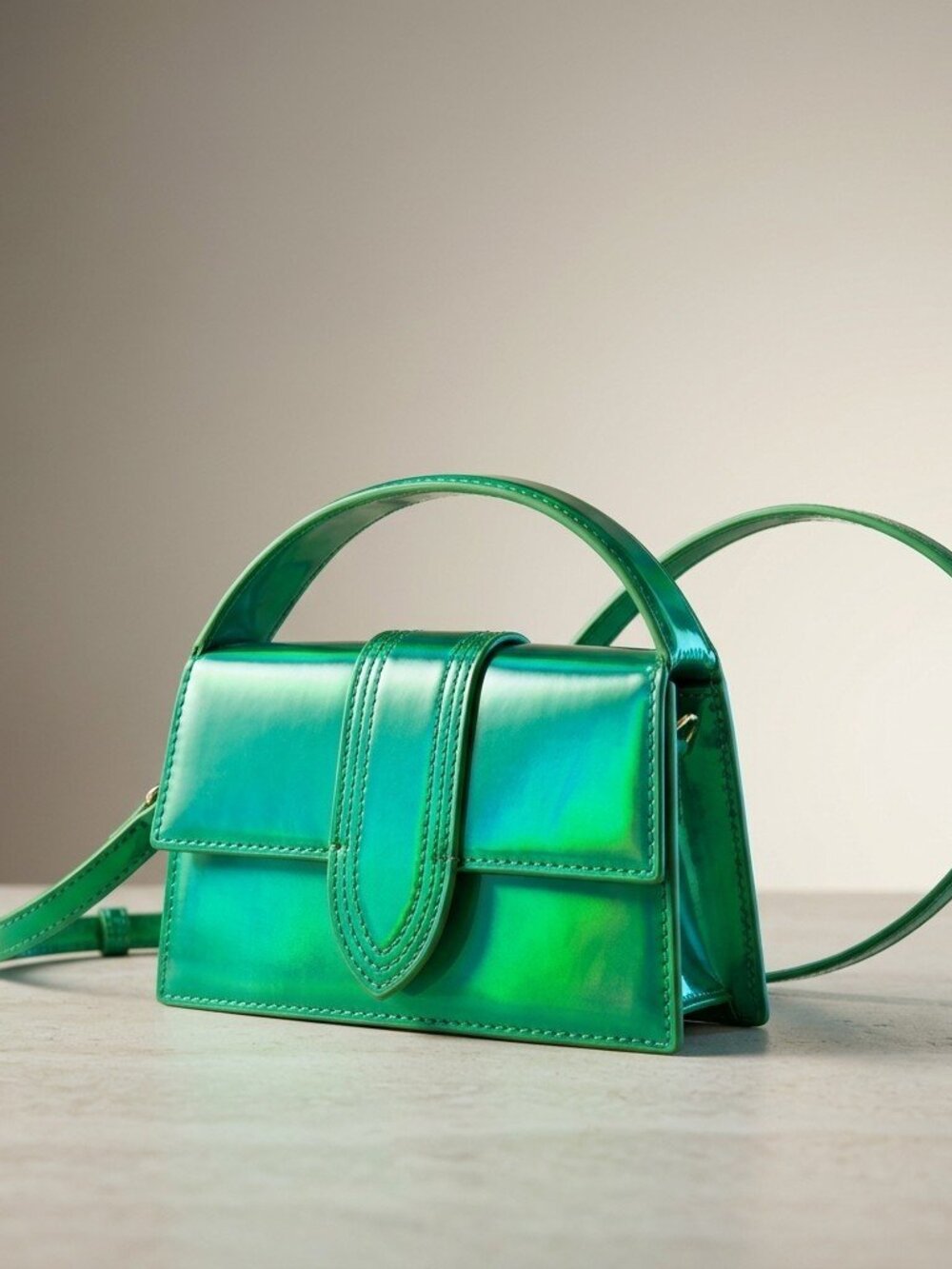 Emerald Shine Mirror Holographic Crossbody Mini Bag